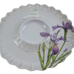 Shabby Chic Purple Iris White 14" Chips Veggie Serving Platter Tray Melamine NEW